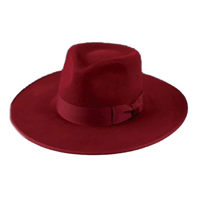 Wide Brim Wool Felt Ribbon Bound Brim Safari Hat – JSA Black M/L (22 7/8″)