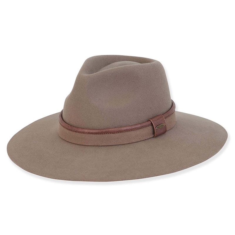 Adora Wool Hat – Wide Raw Edge Brim Wool Felt Safari Hat Tan OS (57 cm)