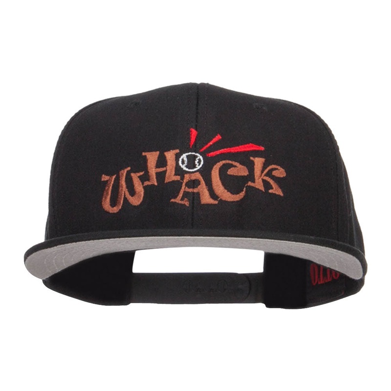 Baseball Whack Embroidered Snapback Cap Black One Size