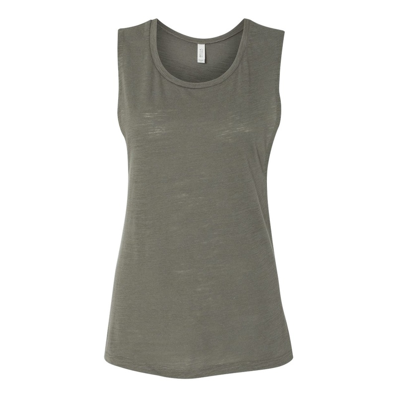 Bella + Canvas 8803 Women’s Flowy Scoop Muscle Tank – Olive Slub Olive Slub S