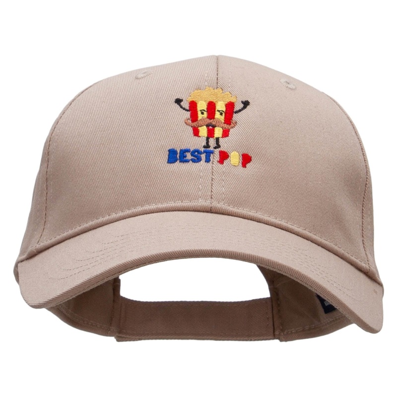Best Pop Embroidered Low Profile Structured PET Spun Cap Khaki One Size