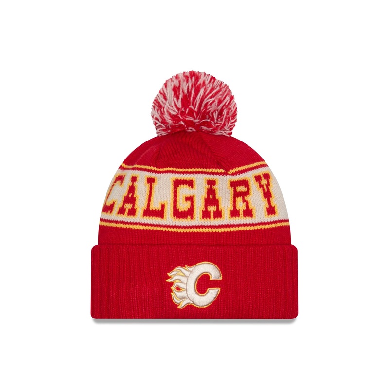 Calgary Flames Retro Pom Knit Hat One Size