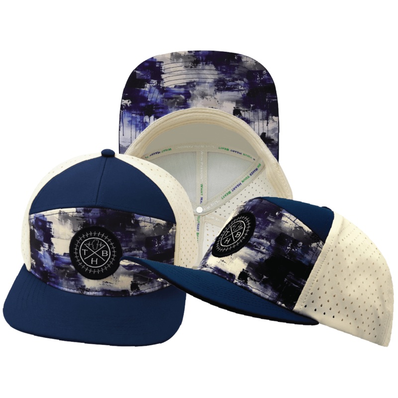 Color Vibes Hat – Flat Bill – Artist Flow – Navy / Cream – Laser Mesh