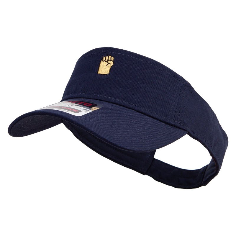 Colorful Fist Embroidered Cotton Twill Sun Visor Navy One Size
