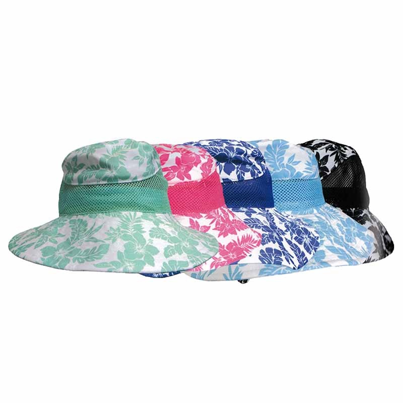 Hibiscus Performance Fabric Mesh Side Bucket Hat – Banana Boat Sea Foam