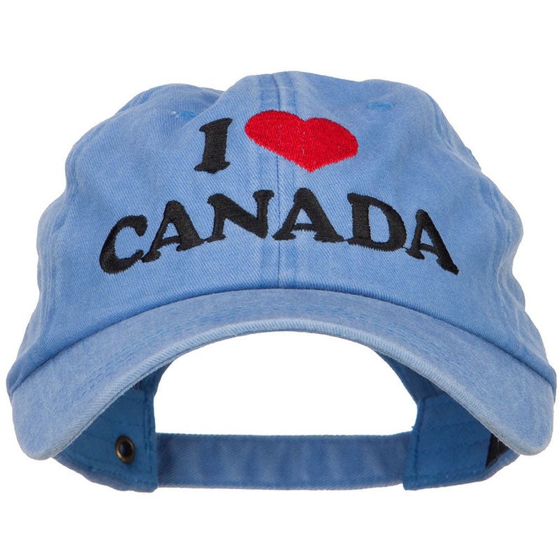 I Heart Canada Embroidered Dyed Unstructured Cap Blue One Size