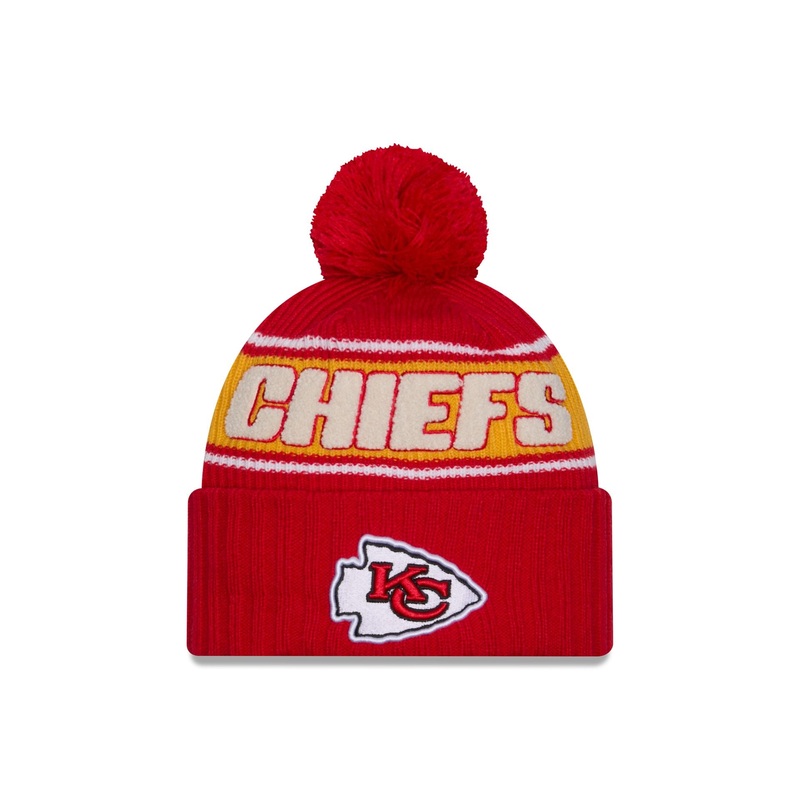 Kansas City Chiefs 2024 Cold Weather Kids Pom Knit Hat Youth