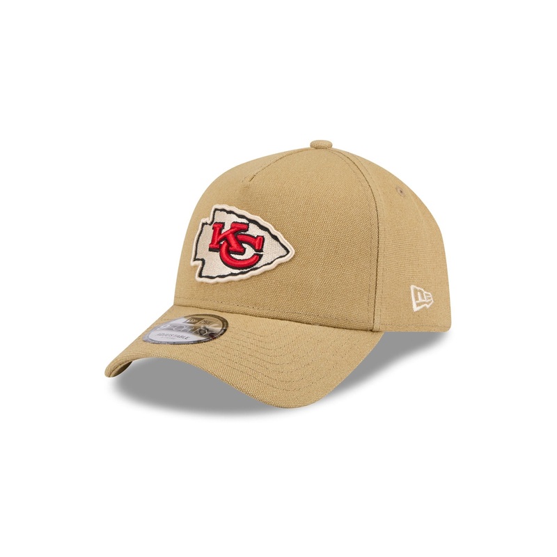 Kansas City Chiefs Logo Essentials Khaki 9FORTY A-Frame Snapback Hat One Size