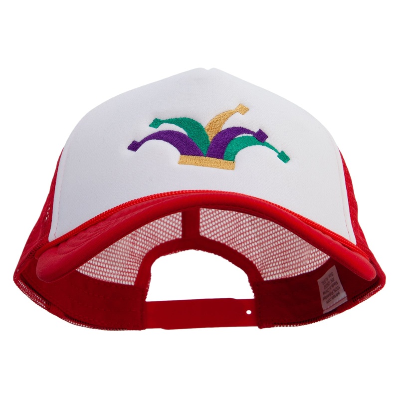 Madi Gras Carnival Crown Embroidered Big Size Big Foam Mesh Truck Cap White Red XL-3XL