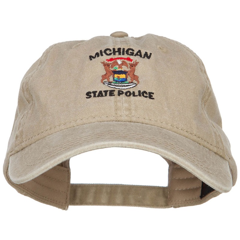 Michigan State Police Embroidered Washed Cap Khaki One Size