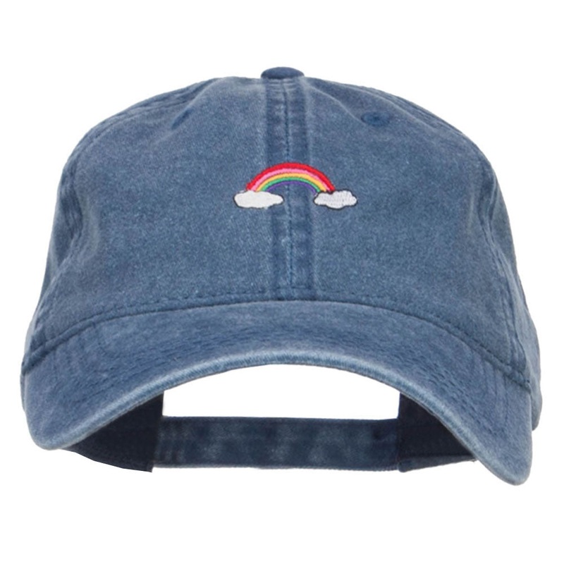 Mini Rainbow Embroidered Washed Cap Navy One Size
