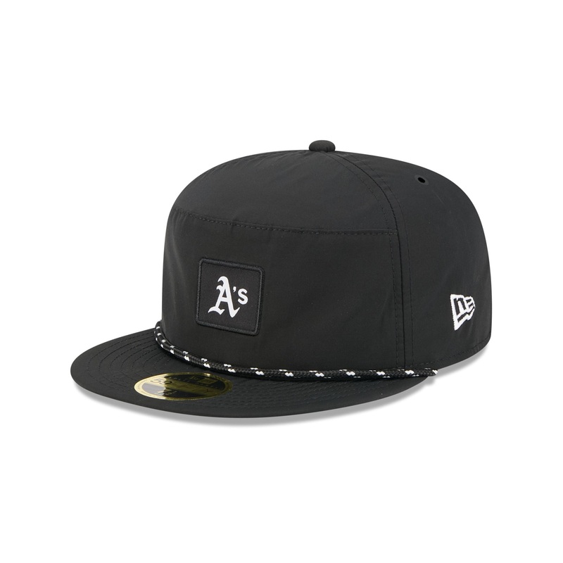 Oakland Athletics Black Poly Rope Split Panel 59FIFTY Fitted Hat 7