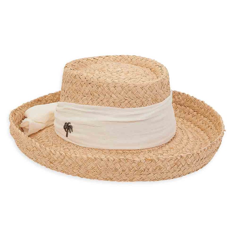 Organic Braided Raffia Up Brim Hat with Sash – Sun ‘N’ Sand Hats Ivory Medium (57 cm)