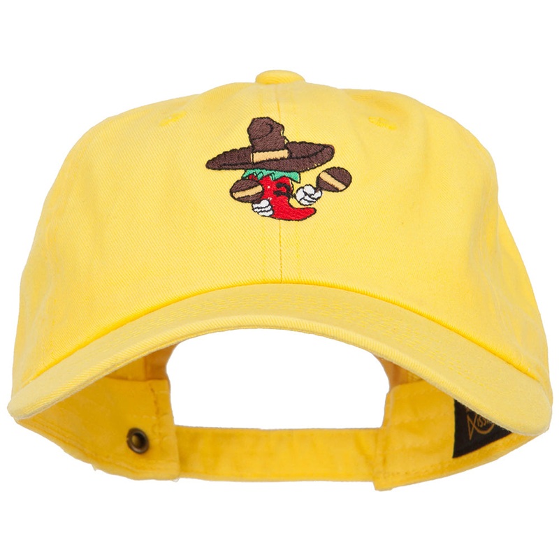 Pepper with Maracas Embroidered Unstructured Cap Yellow One Size