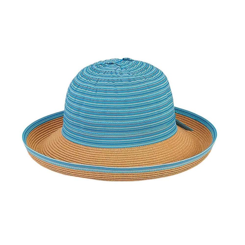 Petite Size Ribbon Crown Sun Hat – Sunny Dayz Blue Small (54 cm)