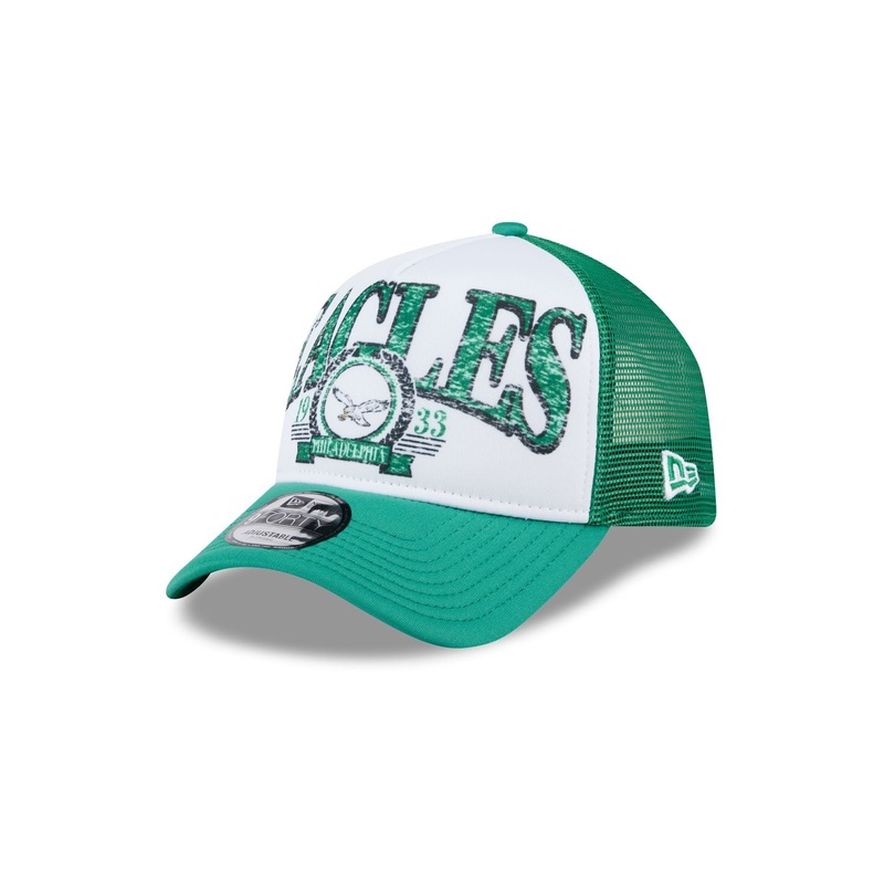 Philadelphia Eagles Distressed 9FORTY A-Frame Trucker Hat One Size
