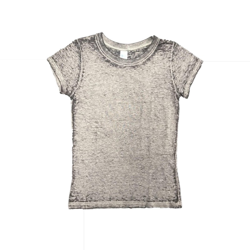 Royal Apparel 22510BO Youth Burnout Wash Short Sleeve Girls Tee Made in USA Heather Charcoal XS