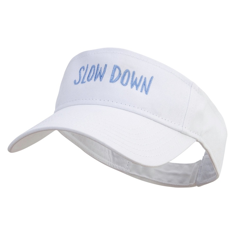 Slow Down Embroidered Cotton Twill Sun Visor White One Size