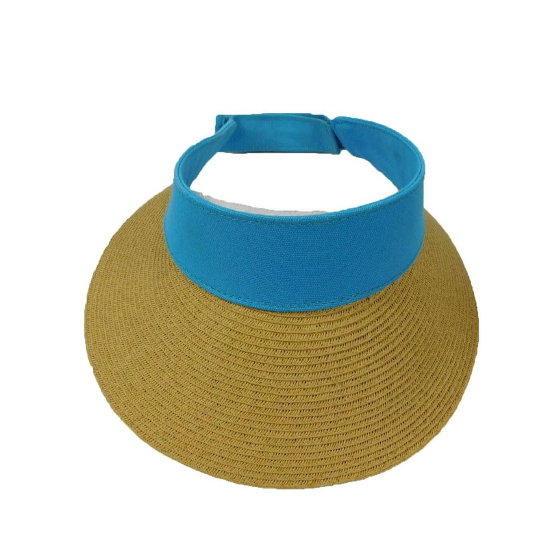 Straw Visor with Canvas Band Black