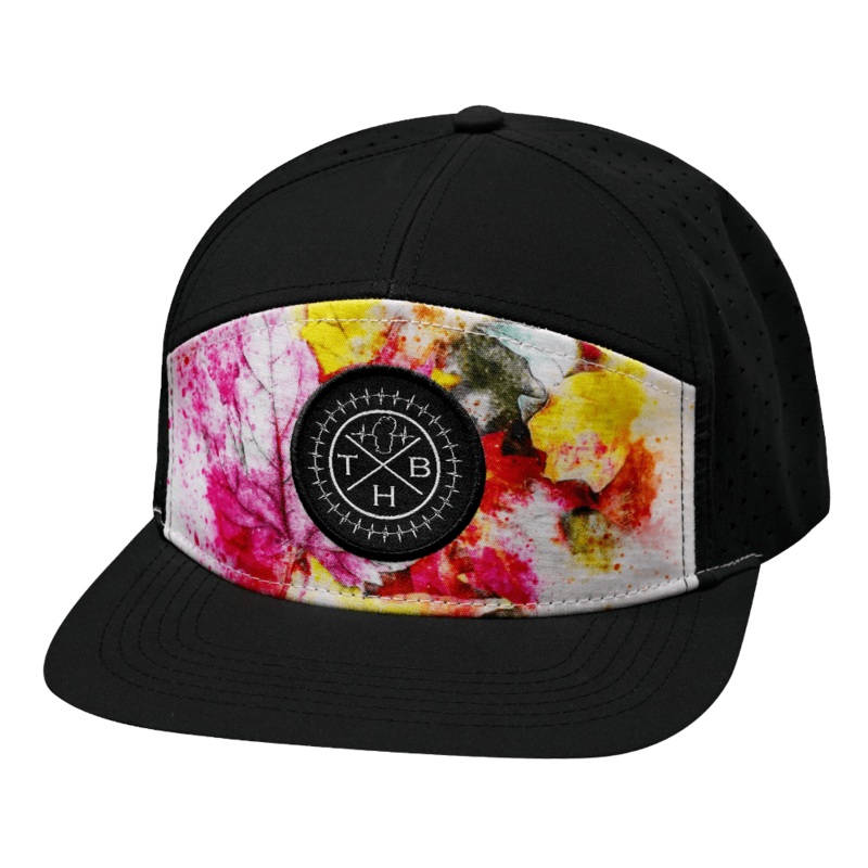 THB Hat – Flat Bill – Fall Leaves – Black – Laser Mesh