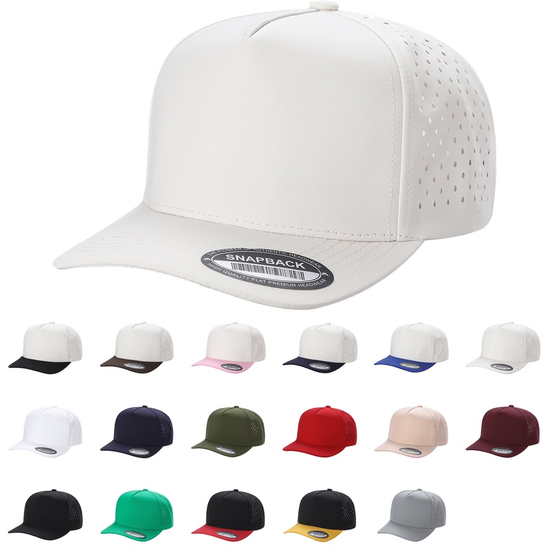 Unbranded 5 Panel Perforated Laser Mesh Hat Waterproof Cap Black