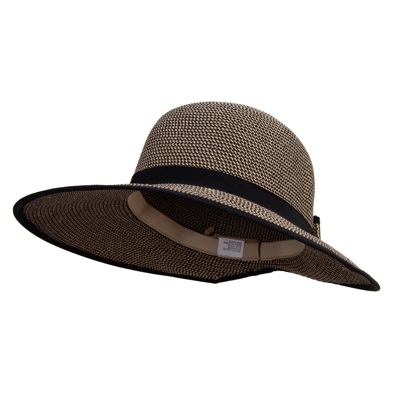 Women’s Soft Paper Braid Split Brim Hat Black Tweed One Size