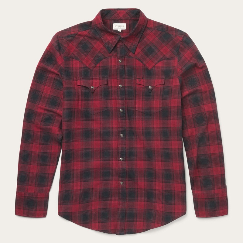 Brushed Twill Plaid Shirt Black S