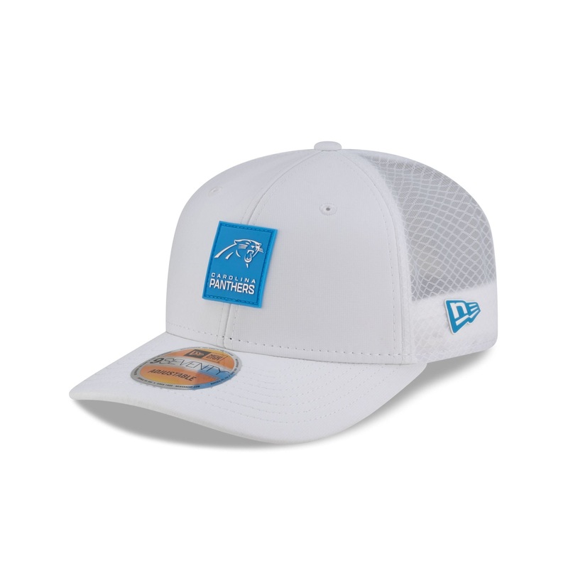 Carolina Panthers 2025 Sideline Hot Weather White 9SEVENTY Trucker Hat One Size