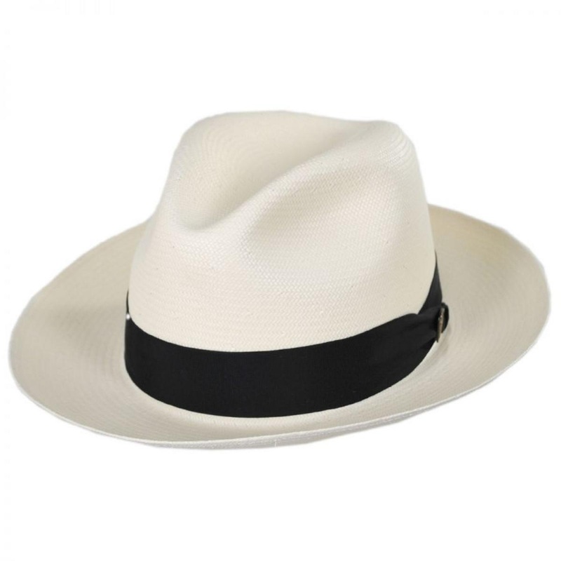 Center Pinch Shantung Straw Fedora Hat NATURAL 6 7/8