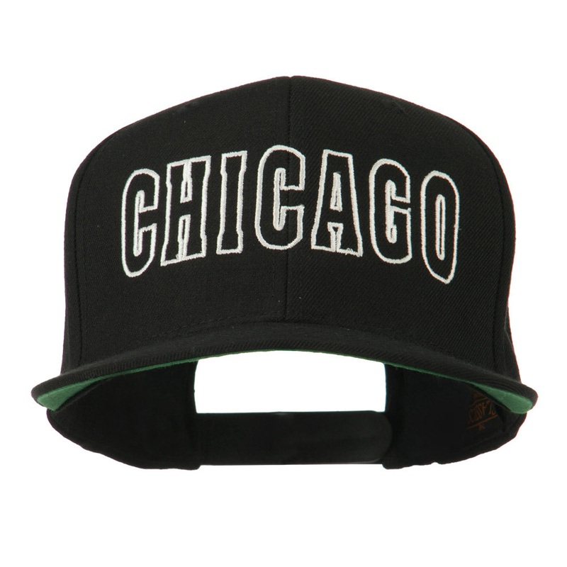 Chicago Embroidered Flat Bill Cap Black One Size