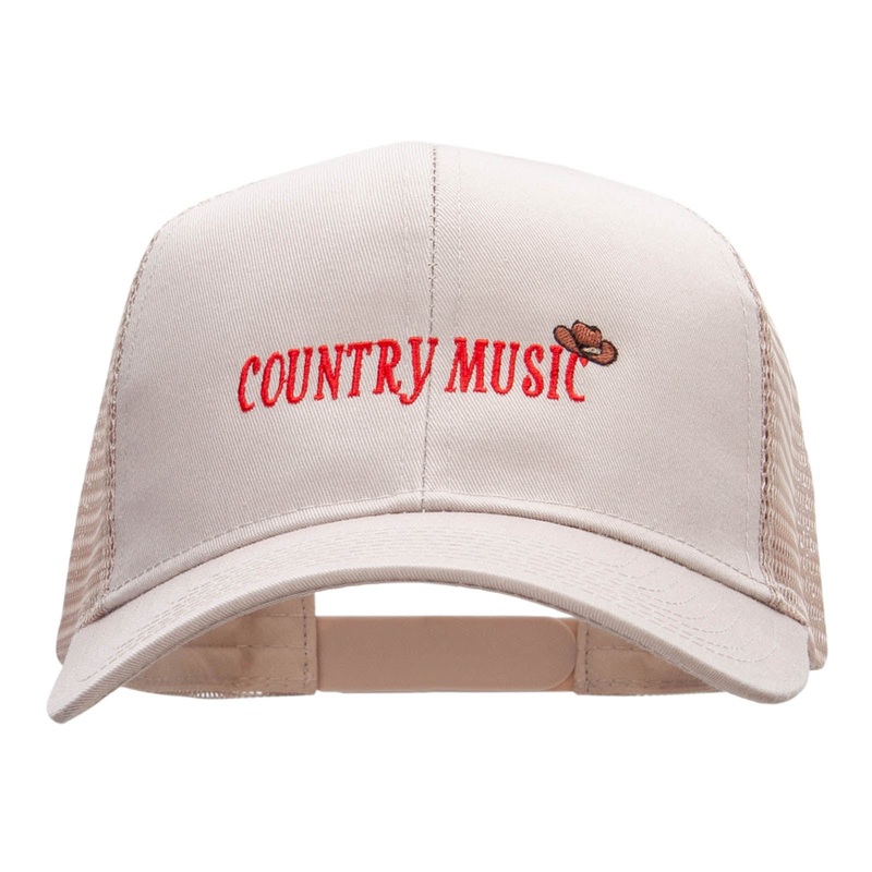 Country Music Embroidered Solid Cotton Twill Mesh Prostyle Cap Khaki One Size