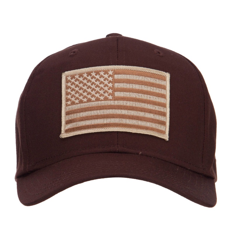 Desert American Flag Patched Cap Brown One Size