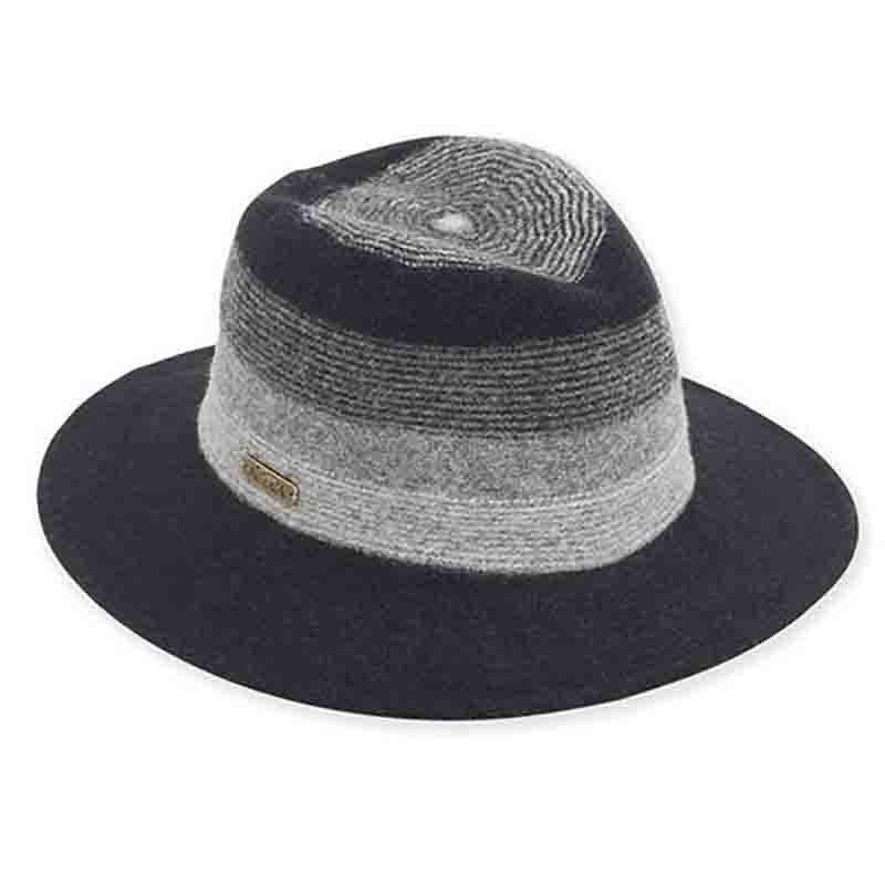 Goldie Knit Wool Safari Hat by Adora – Black Black