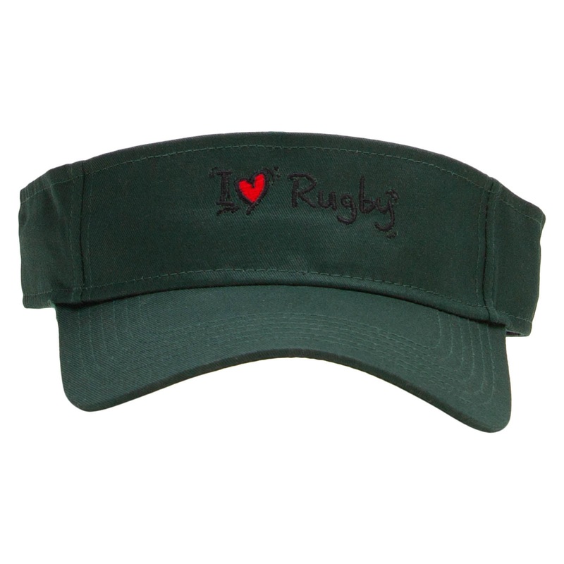 I Love Rugby Embroidered Cotton Twill Sun Visor Dk Green One Size