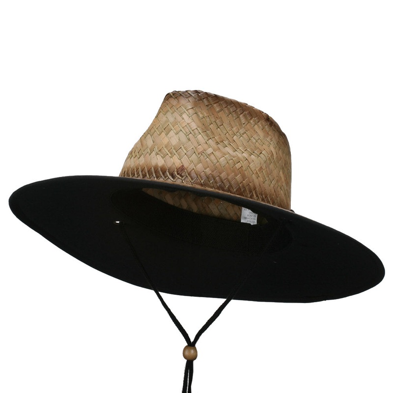 Stained Straw Braid Lifeguard Hat Black One Size