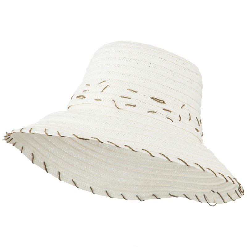 Stitched Toyo Braid Crushable Hat White One Size