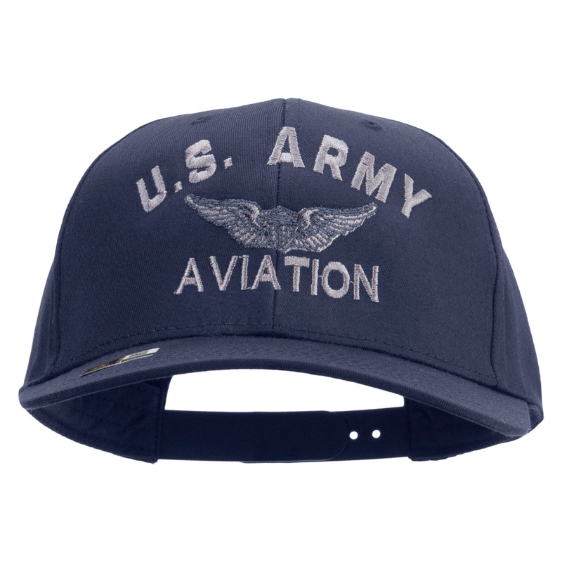 US Army Aviation Embroidered Solid Cotton Twill Pro Style Cap Navy One Size