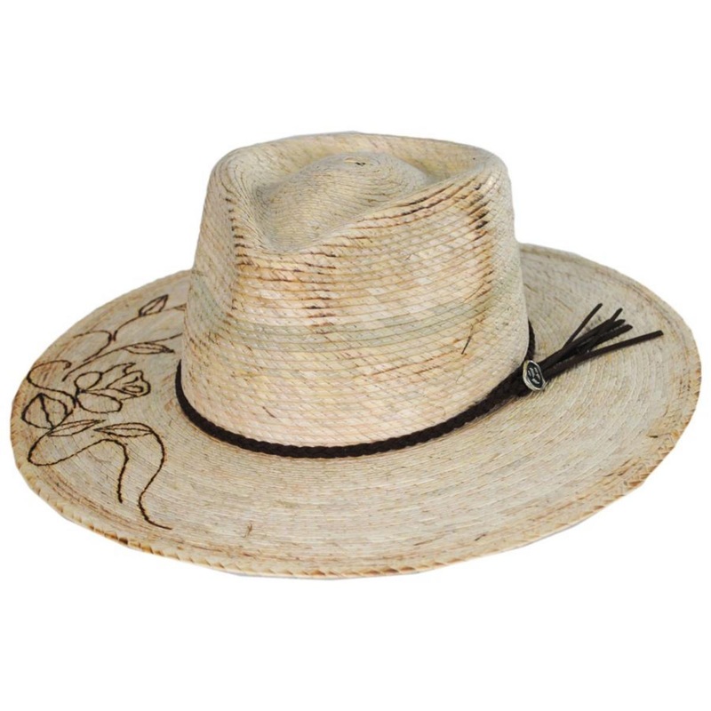 V.C. Mateo Palm Straw Floral Brand Rancher Hat NATURAL ONE SIZE FITS MOST