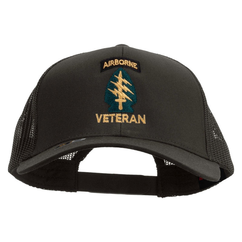 1st Special Forces Command Veteran Embroidered Solid Cotton Twill Mesh Prostyle Cap Charcoal One Size