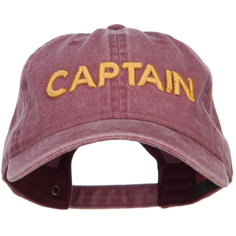 3D Captain Embroidered Washed Buckle Cap Maroon One Size