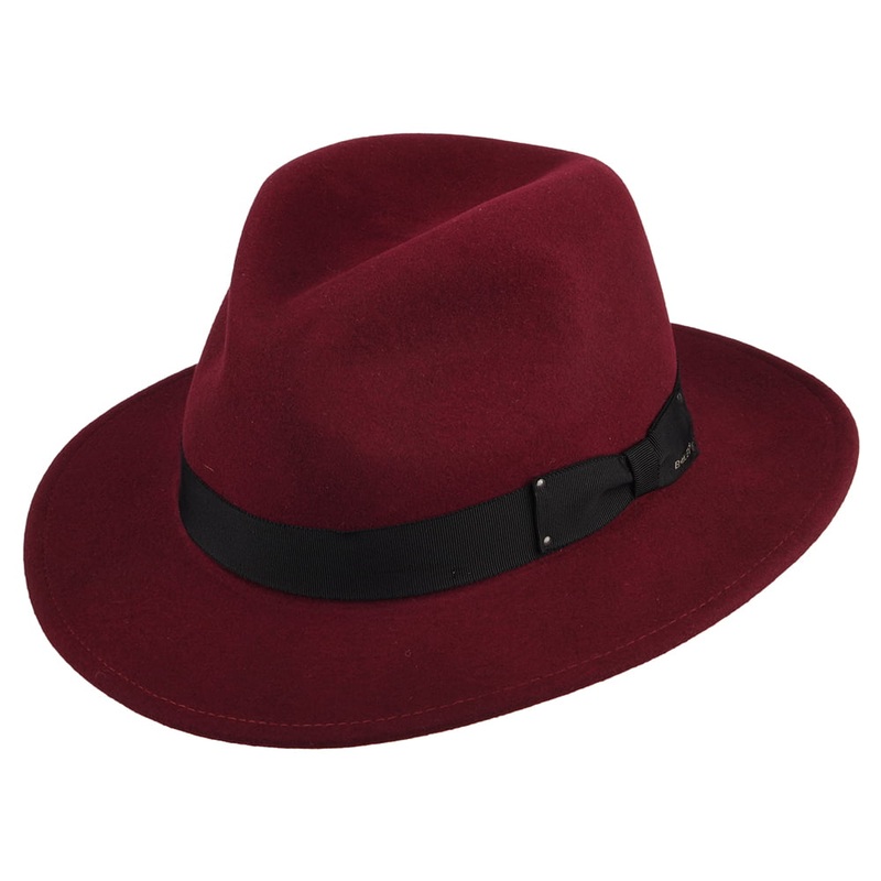Bailey Hats Curtis Crushable Water Repellent Wool Felt Fedora Hat – Wine S