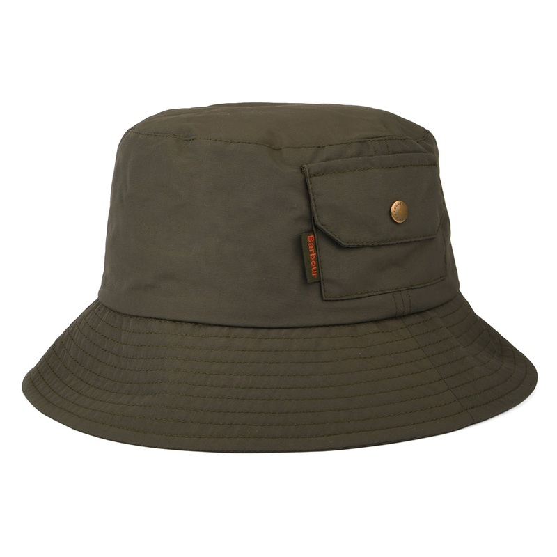 Barbour Hats Claywood Pocket Bucket Hat – Olive S