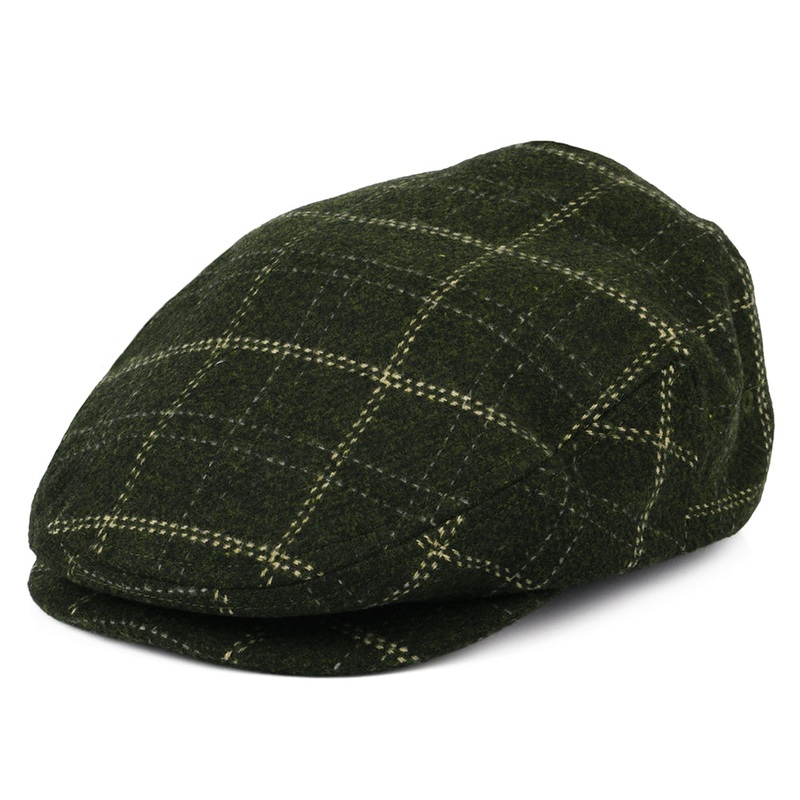 Brixton Hats Hooligan Plaid Lightweight Flat Cap – Moss-Beige Small-56cm