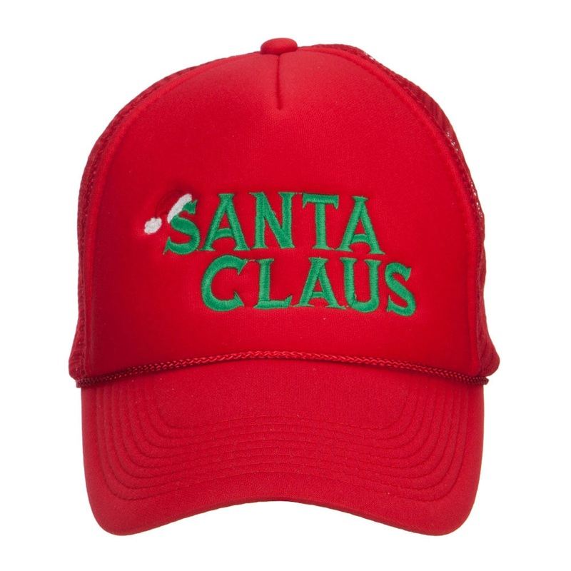 Christmas Santa Claus Embroidered Foam Cap Red One Size