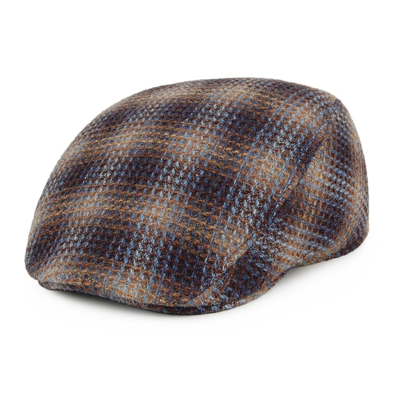 Crambes Hats Detroit Lambswool Textured Flat Cap – Blue-Multi 55