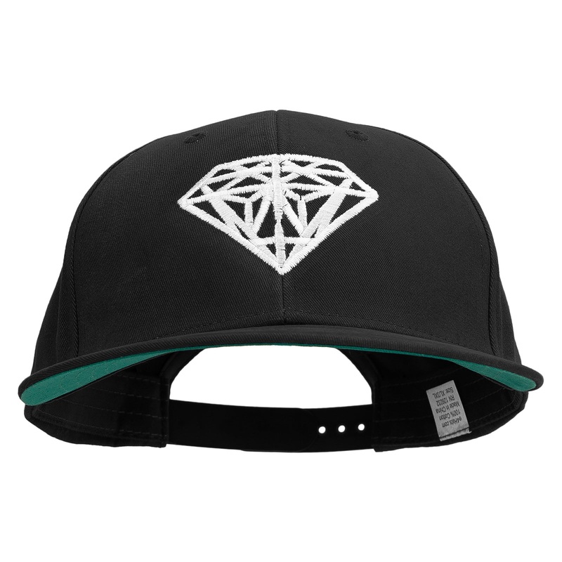 Diamond Outline Embroidered Brushed Cotton Twill High Profile Extra Size Cap Black XL-3XL