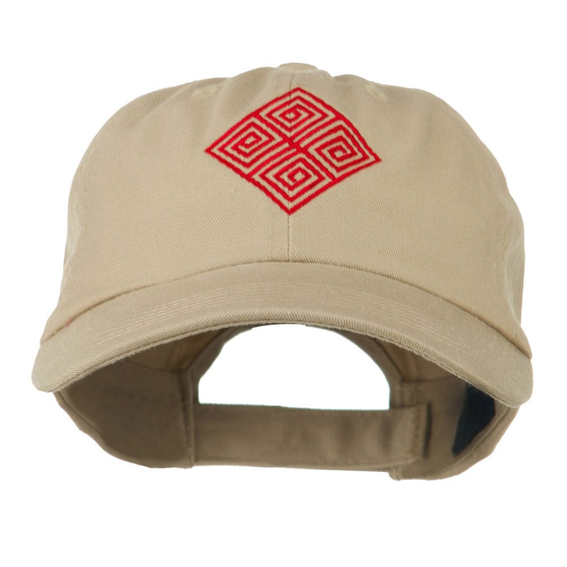 Diamond Swirl Emblem Embroidered Cap Khaki One Size