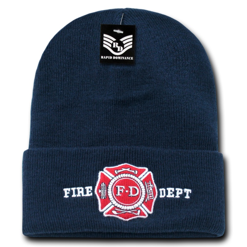 Fire Department Firefighter Knit Beanie Cap – R81 Navy