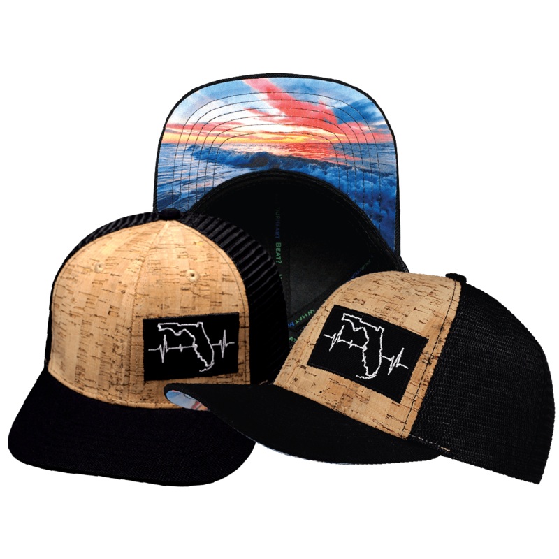 Florida Hat – Baseball Hat Fit – Cork – Black – Trucker Mesh