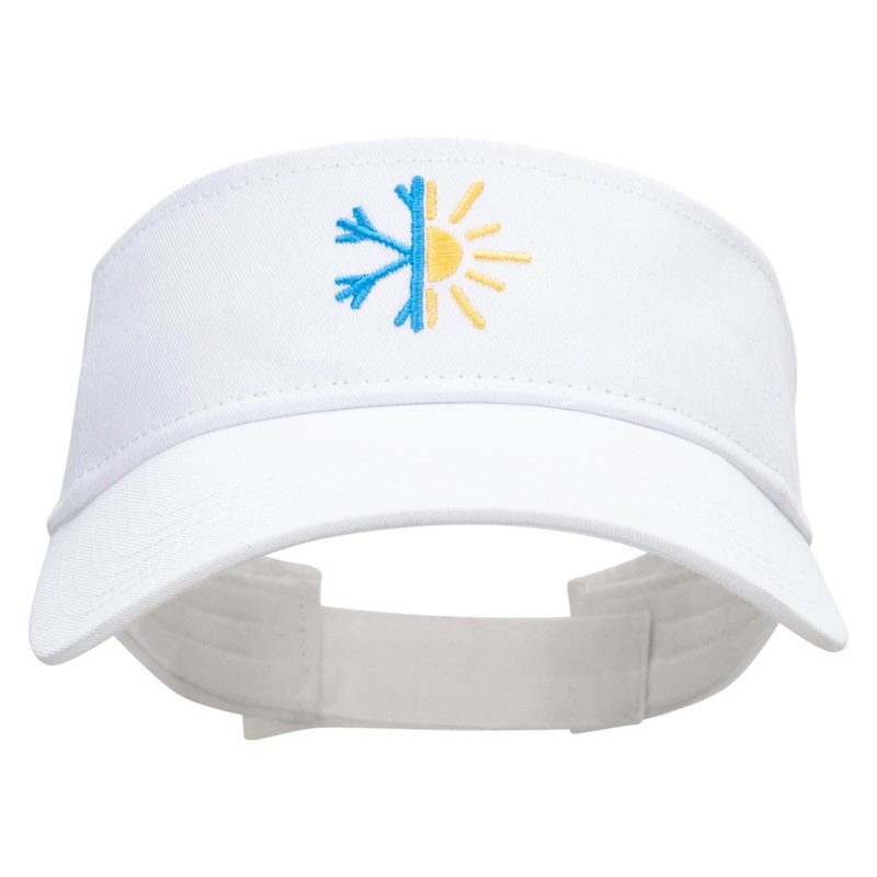 Half Winter Half Summer Embroidered Cotton Twill Sun Visor White One Size